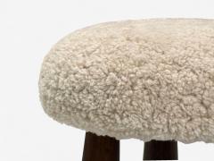 Contemporary Danish Modern Sheepskin Stools Beige Sheepskin Maple 21st C  - 4137743