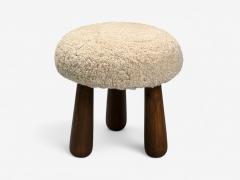 Contemporary Danish Modern Sheepskin Stools Beige Sheepskin Maple 21st C  - 4137744