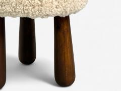 Contemporary Danish Modern Sheepskin Stools Beige Sheepskin Maple 21st C  - 4137745