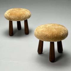 Contemporary Danish Modern Sheepskin Stools Honey Shearling Maple - 3772582