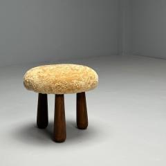 Contemporary Danish Modern Sheepskin Stools Honey Shearling Maple - 3772583