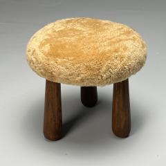 Contemporary Danish Modern Sheepskin Stools Honey Shearling Maple - 3772585