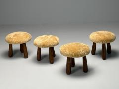 Contemporary Danish Modern Sheepskin Stools Honey Shearling Maple - 3772587