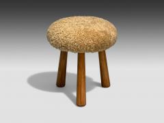 Contemporary Danish Modern Style Honey Sheepskin Maple Footstools 21st C  - 4113105