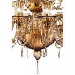 Contemporary Dark Amber Pagliesco Lively Curls Murano Glass Chandelier - 4629674
