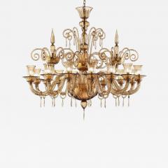 Contemporary Dark Amber Pagliesco Lively Curls Murano Glass Chandelier - 4739261