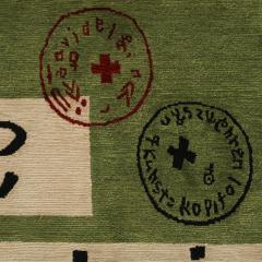 Contemporary David Delf n Green Hand Knotted Wool And Silk Rug Spain 2005 - 4793411