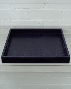 Contemporary Deep Purple Crocodile Embossed Leather Large Square Tray - 3091060