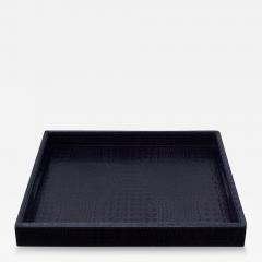 Contemporary Deep Purple Crocodile Embossed Leather Large Square Tray - 3098345