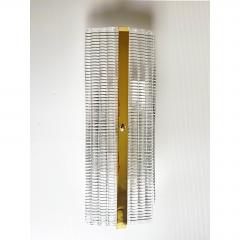 Contemporary Diamanted Rectangular Murano Glass Gold Wall Sconces Set of Two - 4567081