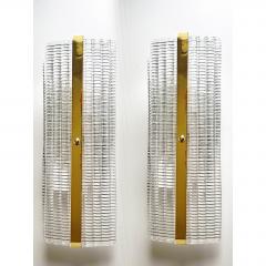 Contemporary Diamanted Rectangular Murano Glass Gold Wall Sconces Set of Two - 4567082