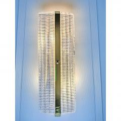 Contemporary Diamanted Rectangular Murano Glass Gold Wall Sconces Set of Two - 4567085