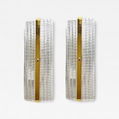 Contemporary Diamanted Rectangular Murano Glass Gold Wall Sconces Set of Two - 4569869