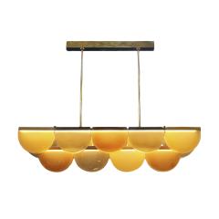 Contemporary Elongated Brown and Gold Murano Glass and Brass Ceiling Lamp Italy - 4414247