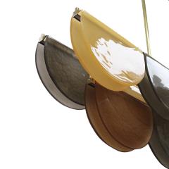 Contemporary Elongated Brown and Gold Murano Glass and Brass Ceiling Lamp Italy - 4414248