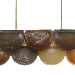 Contemporary Elongated Brown and Gold Murano Glass and Brass Ceiling Lamp Italy - 4414249