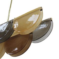 Contemporary Elongated Brown and Gold Murano Glass and Brass Ceiling Lamp Italy - 4414251