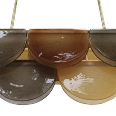 Contemporary Elongated Brown and Gold Murano Glass and Brass Ceiling Lamp Italy - 4414252