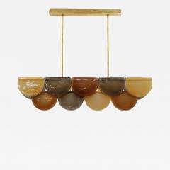 Contemporary Elongated Brown and Gold Murano Glass and Brass Ceiling Lamp Italy - 4419411