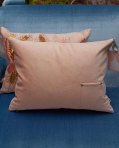 Contemporary Embroidered Pillow on Soft Pink Ultrasuede with Metallic Wheat - 3318001