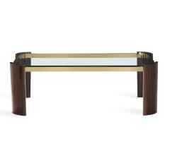 Contemporary Eucalyptus and Brass Coffee Table - 4171789