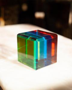 Contemporary Faceted Multicolour Acrylic Cube Block - 3093160