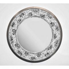 Contemporary Fine Design Italian Lit Black Clear Rock Crystal Nickel Mirror - 478997