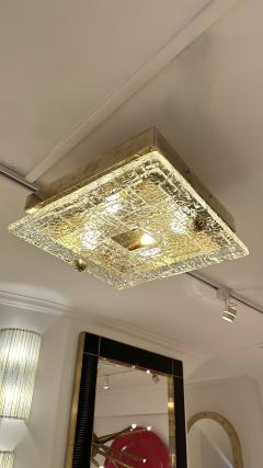 Contemporary Flush Mount Brass and Murano Glass Textured Blade Italy - 3651710