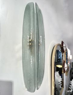 Contemporary Fontana Arte Style Aqua Green Blue Murano Glass Flame Wall Lights - 3143368