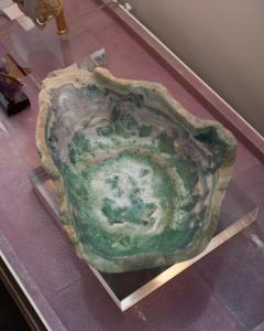 Contemporary Freeform Fluorite Green and Blue Banded Bowl - 3049847