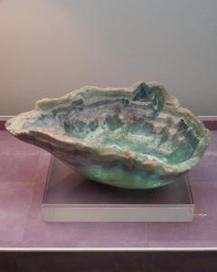 Contemporary Freeform Fluorite Green and Blue Banded Bowl - 3049849