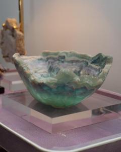 Contemporary Freeform Fluorite Green and Blue Banded Bowl - 3049850