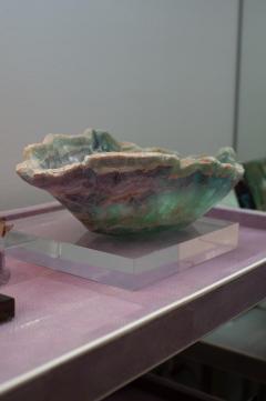 Contemporary Freeform Fluorite Green and Blue Banded Bowl - 3049851
