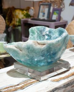 Contemporary Freeform Fluorite Green and Blue Banded Bowl - 3049862