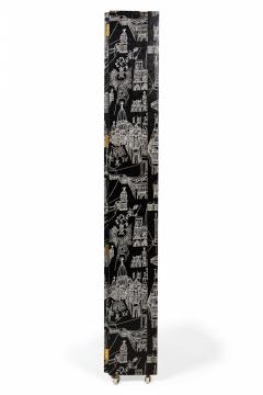 Contemporary French Piazza Prints Black and White Rolling Screen - 2793535