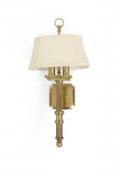 Contemporary Gilt Metal Fabric Shaded Wall Sconces - 4163181