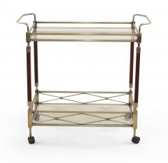 Contemporary Gilt Metal Glass and Wood Bar Tea Cart - 4171792