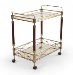 Contemporary Gilt Metal Glass and Wood Bar Tea Cart - 4171795