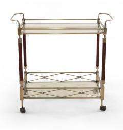 Contemporary Gilt Metal Glass and Wood Bar Tea Cart - 4171796