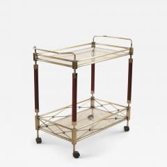 Contemporary Gilt Metal Glass and Wood Bar Tea Cart - 4198996