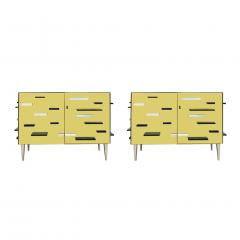 Contemporary Golden Murano Glass Mirror and Brass Pair of Italian Cabinets - 1591486