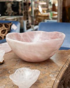 Contemporary Grand Scale Carved Rose Quartz Crystal Bowl - 3076251