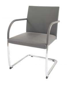Contemporary Gray Leather Arm Chairs - 1378511
