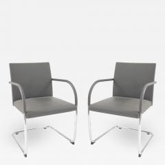 Contemporary Gray Leather Arm Chairs - 1382908