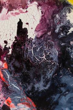 Contemporary Gray Purple and Yellow Abstract Oil Painting on Stretched Canvas - 4514667