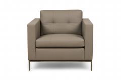 Contemporary Gray Tufted Leather Arm Chair - 4171809