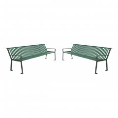 Contemporary Green Metal Outdoor Benches - 4729105