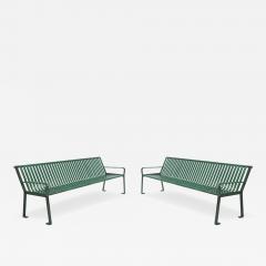 Contemporary Green Metal Outdoor Benches - 4729182