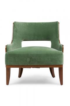 Contemporary Green Velvet Arm Chairs - 4658005