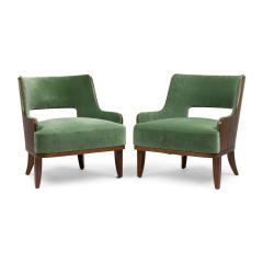 Contemporary Green Velvet Arm Chairs - 4708830